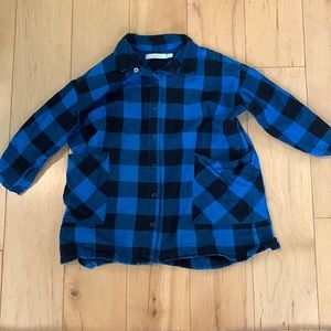 Tiny Cottons blue flannel snap up shirt